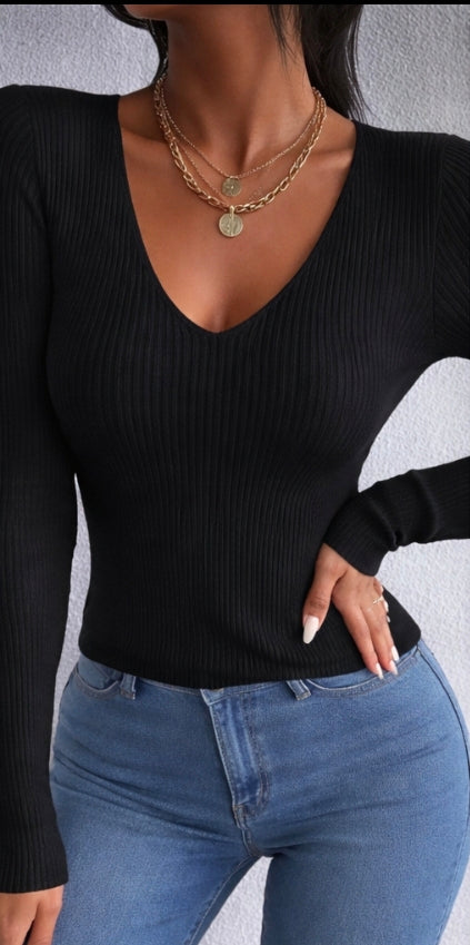 Jersey Canalé Soft Touch Escote Pico