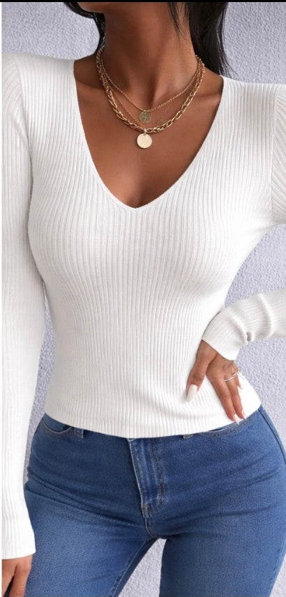 Jersey Canalé Soft Touch Escote Pico