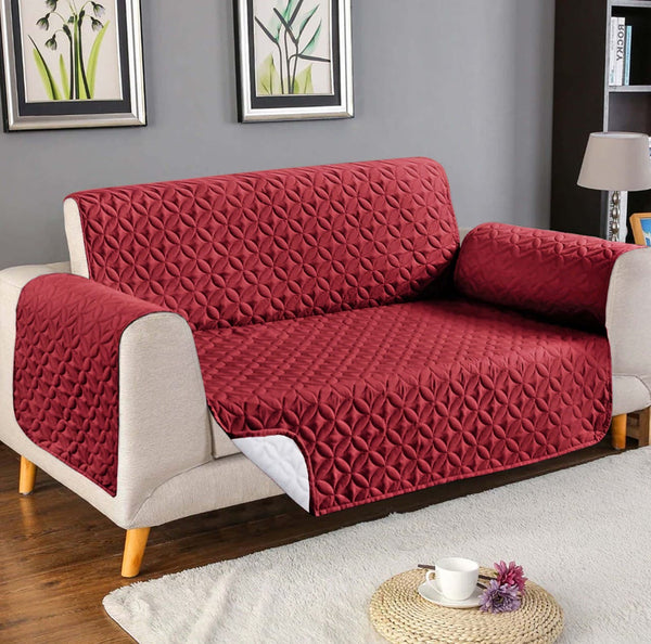 COTTON QUILTED SOFA RUNNER - SOFA COAT (Maroon)