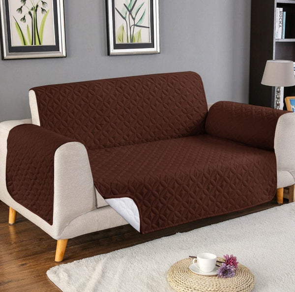 COTTON QUILTED SOFA RUNNER - SOFA COAT (Dark Brown)