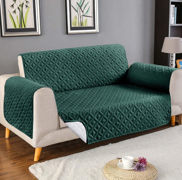 COTTON QUILTED SOFA RUNNER - SOFA COAT (Green)