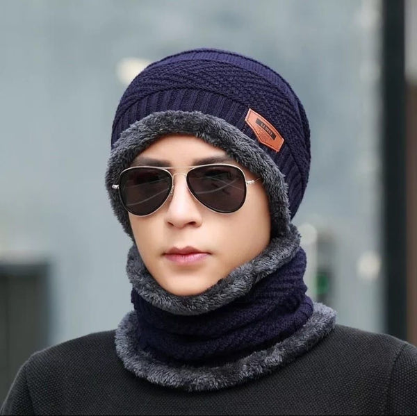 Beanie Wool Cap With Neck Warmer Full Set-2Pcs