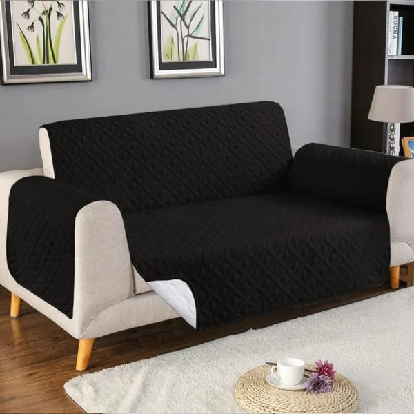 COTTON QUILTED SOFA RUNNER - SOFA COAT (Balck)