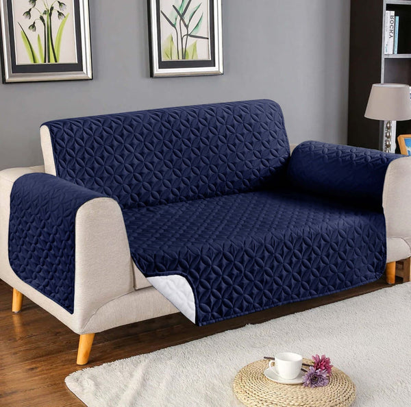 COTTON QUILTED SOFA RUNNER - SOFA COAT (Blue)