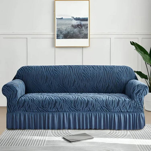 Zebra Velvet Sofa Covers ( Blue ) - Ziva-Store