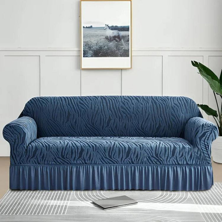 Zebra Velvet Sofa Covers ( Blue ) - Ziva-Store