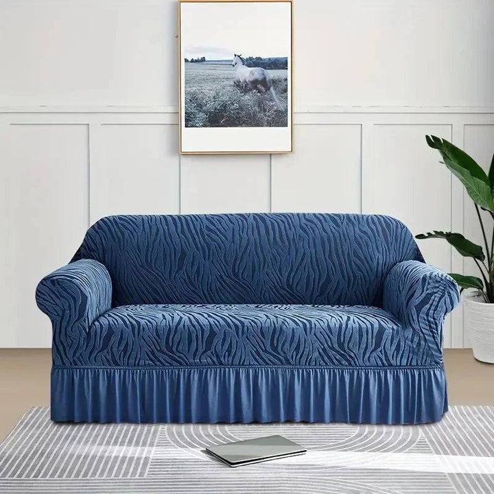 Zebra Velvet Sofa Covers ( Blue ) - Ziva-Store