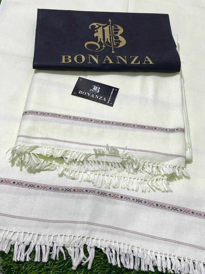 Bonanza Satrangi Mens Winter Shawl ♦️♦️ 02 pearl White - Ziva-Store